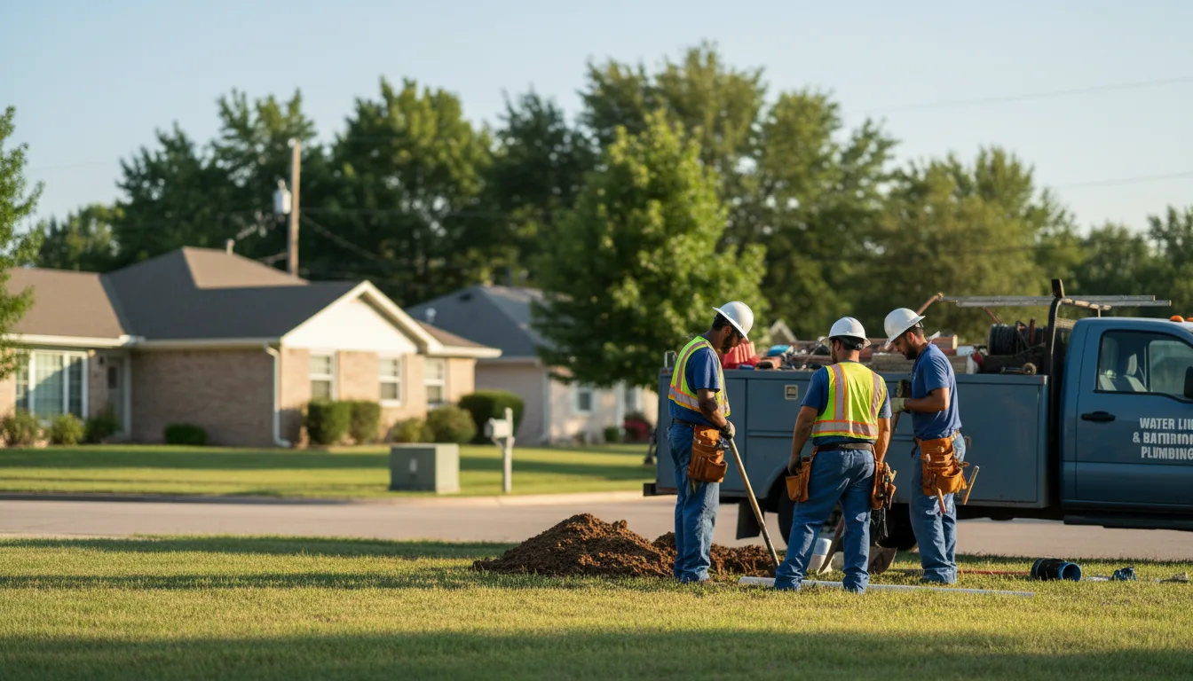 Residential water line and bathroom plumbing service in Valliant, OK